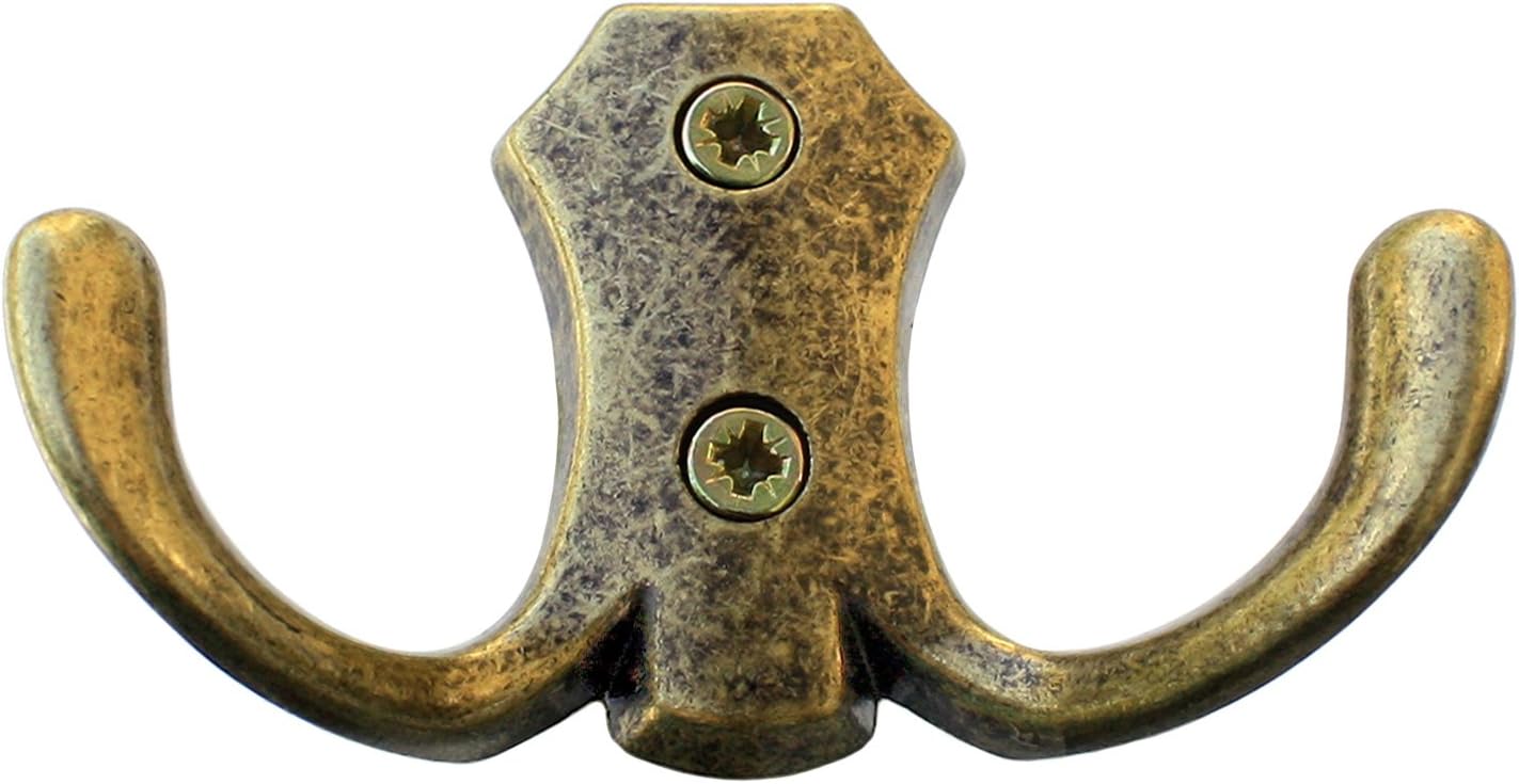 KeyMet GmbHPack of 10 Coat Hooks Wall Hooks, Hooks for Hanging, 48 Coat Hooks, Alt Messing, 48 (EU)