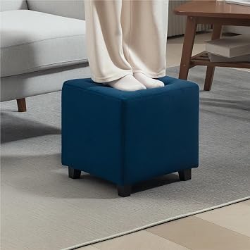 Foot Stool Square Footstool Small Ottoman With Wood Legs For Bedroom