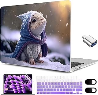 MEEgoodo for MacBook Air M2 Case 2023 Release A2941 with M2 Chip, Clear Case for MacBook Air 15 inch, Laptop Hard Shell Cases with Keyboard&Webcam Cover&OTG Adapter & Screen Protector, Cute Dragon Cub