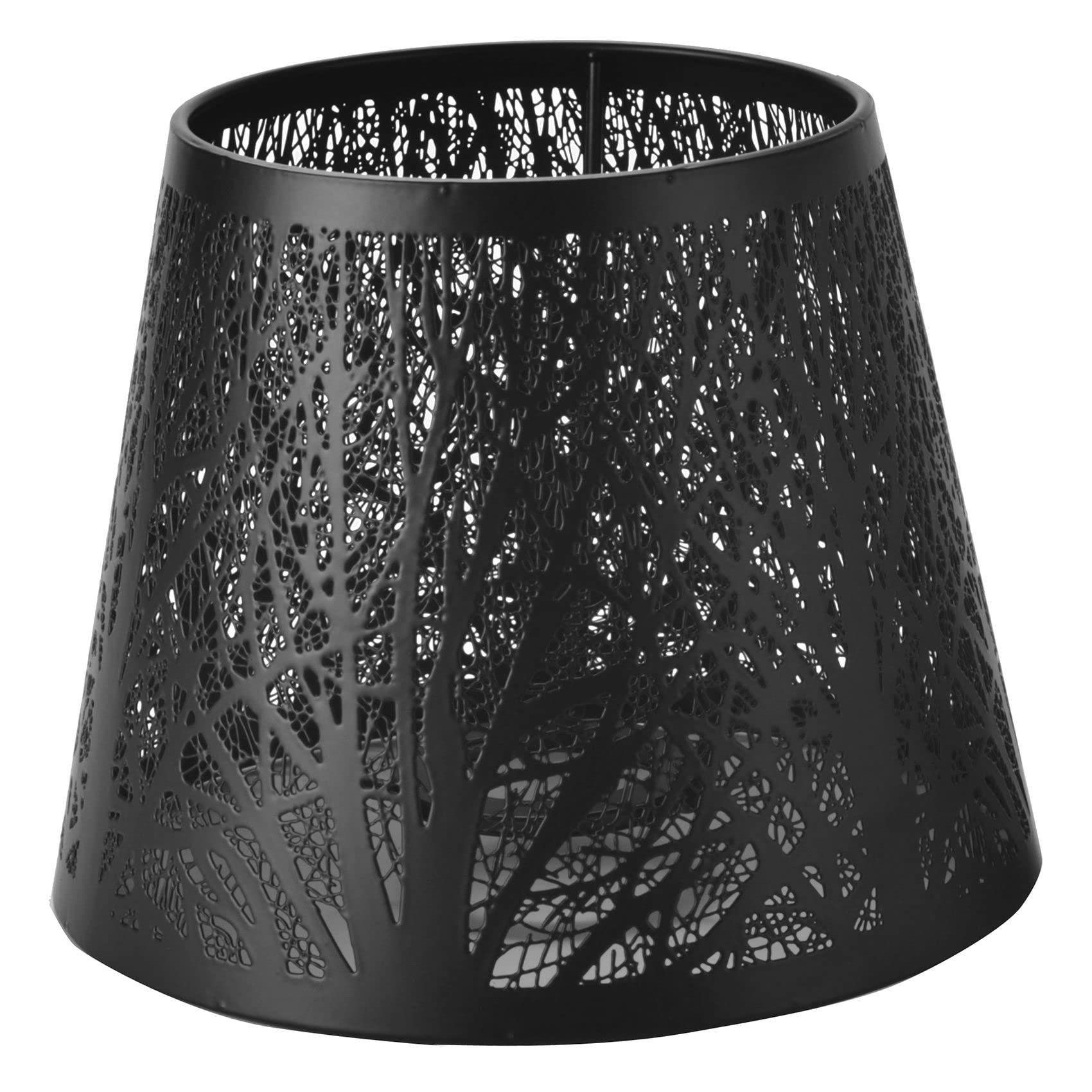 Josenidny Small Lamp Shade on Bulb,Barrel Metal Lampshade with Pattern of Trees for Table Chandelier Wall Lamp Black