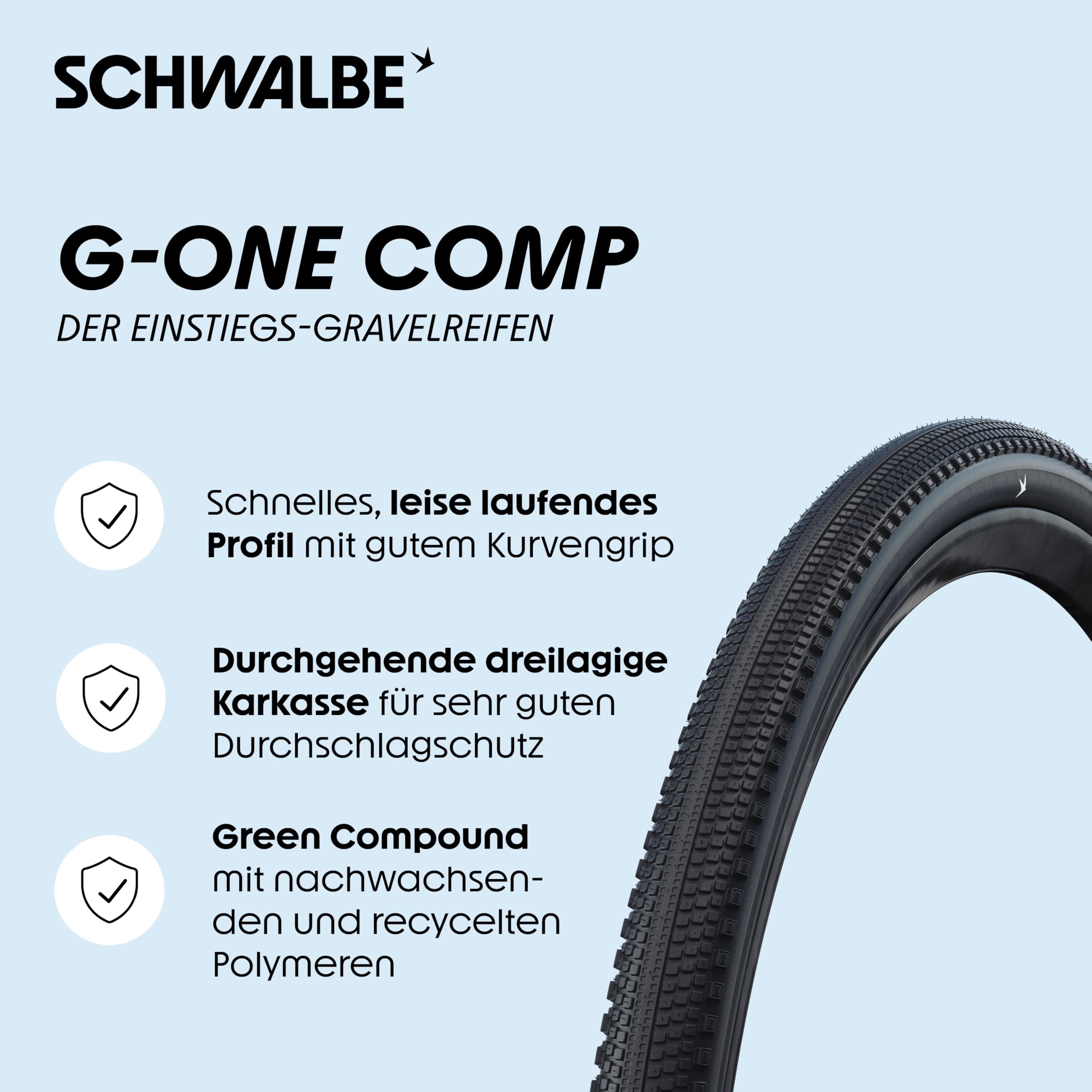 gravel bike reifen 28 zoll Schwalbe Fahrradreifen G-ONE Comp – – für Einstiegs- Gravelbike, Alltags-Fahrrad und Rennrad – mit Race Pro Konstruktion, Green Compound Sport & Freizeit Complete Bicycle Veggipedia - Grüne Bohnen Color:Fog Gray