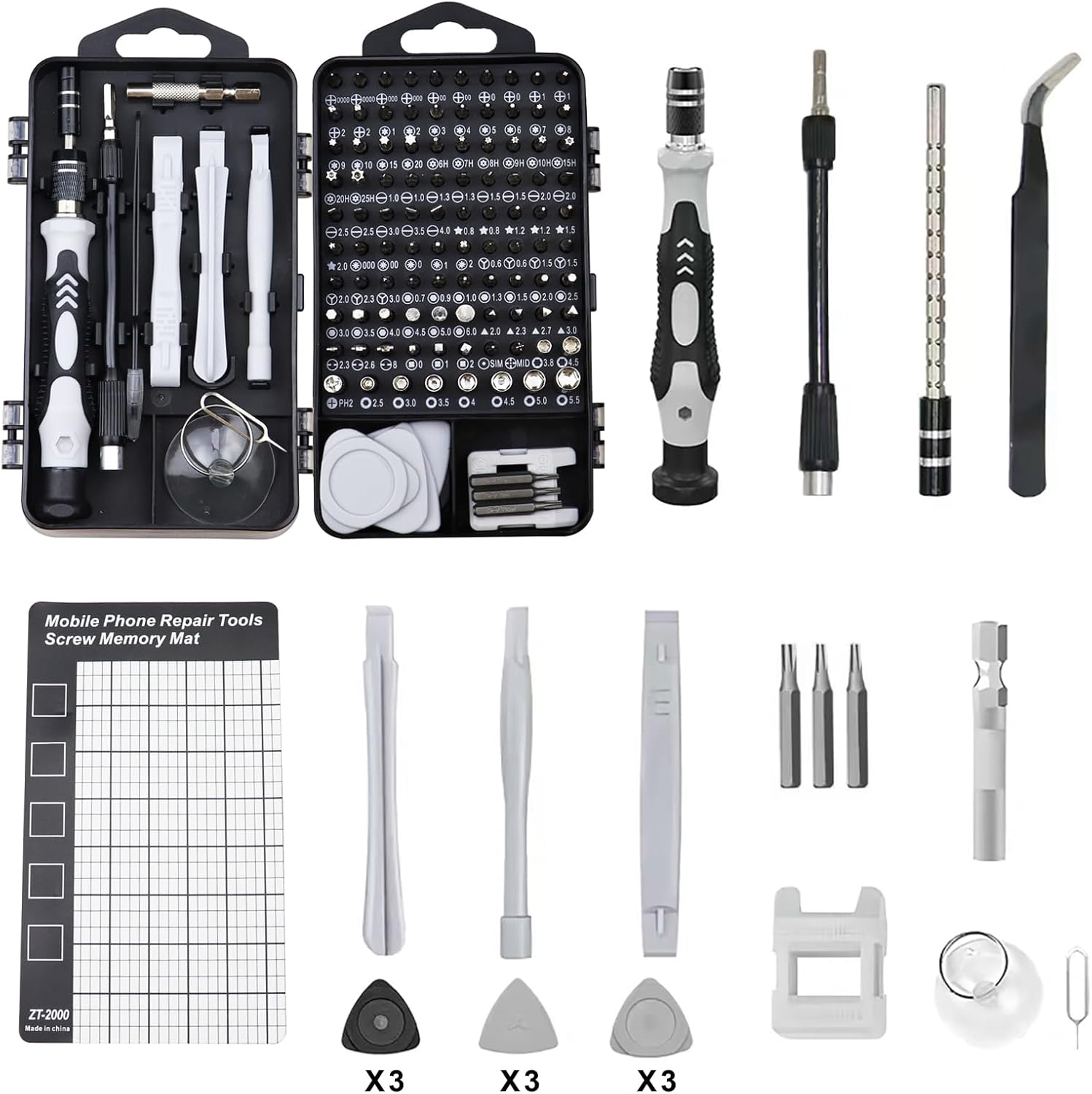 122 in 1 Precision Screwdriver Set Magnetic Professional Computer Repair Tool Kit Small Electronic Screwdriver Set for Phone, PC, Watch, Game Console, Tablet, Camera, Modding, and DIY Projects
