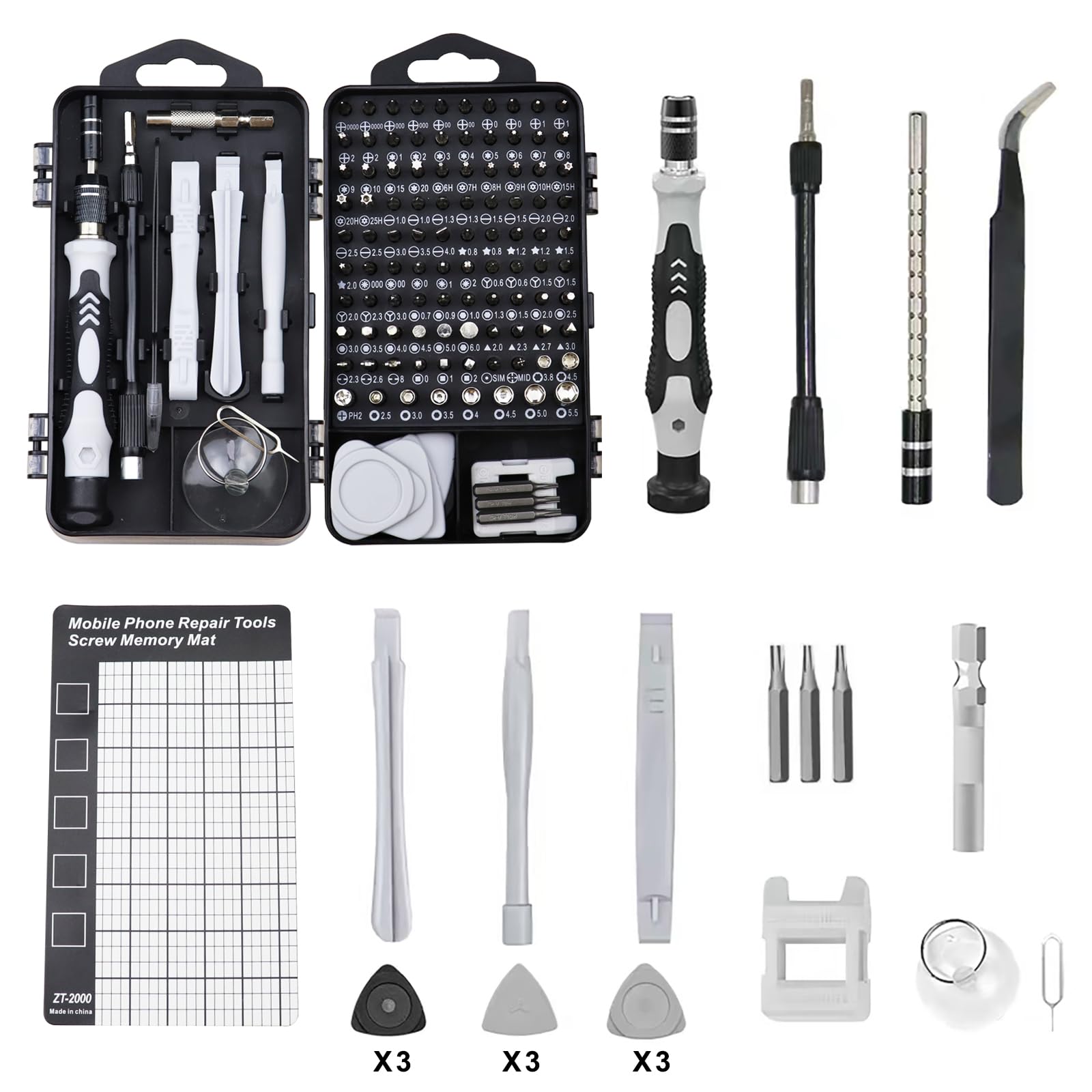 Ensemble de tournevis de précision 122 en 1 magnétique professionnel pour réparation d'ordinateur, petit tournevis électronique pour téléphone, PC, montre, console de jeu, tablette, appareil