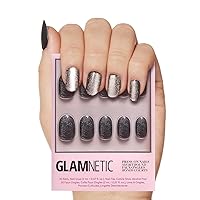 Vista 12 de Glamnetic - Sprinkles Uñas postizas arcoíris con punta francesa, cortas en punta de almendra y acabado UV, uñas reutilizables semitransparentes