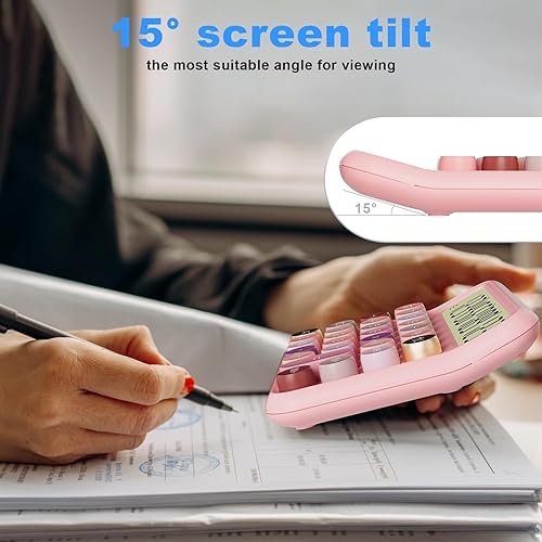 Miniatura 5 de DECKLIT - Calculadora mecánica de 12 dígitos, pantalla LCD extra grande de 5 pulgadas, calculadora de escritorio con batería, botones grandes, fácil