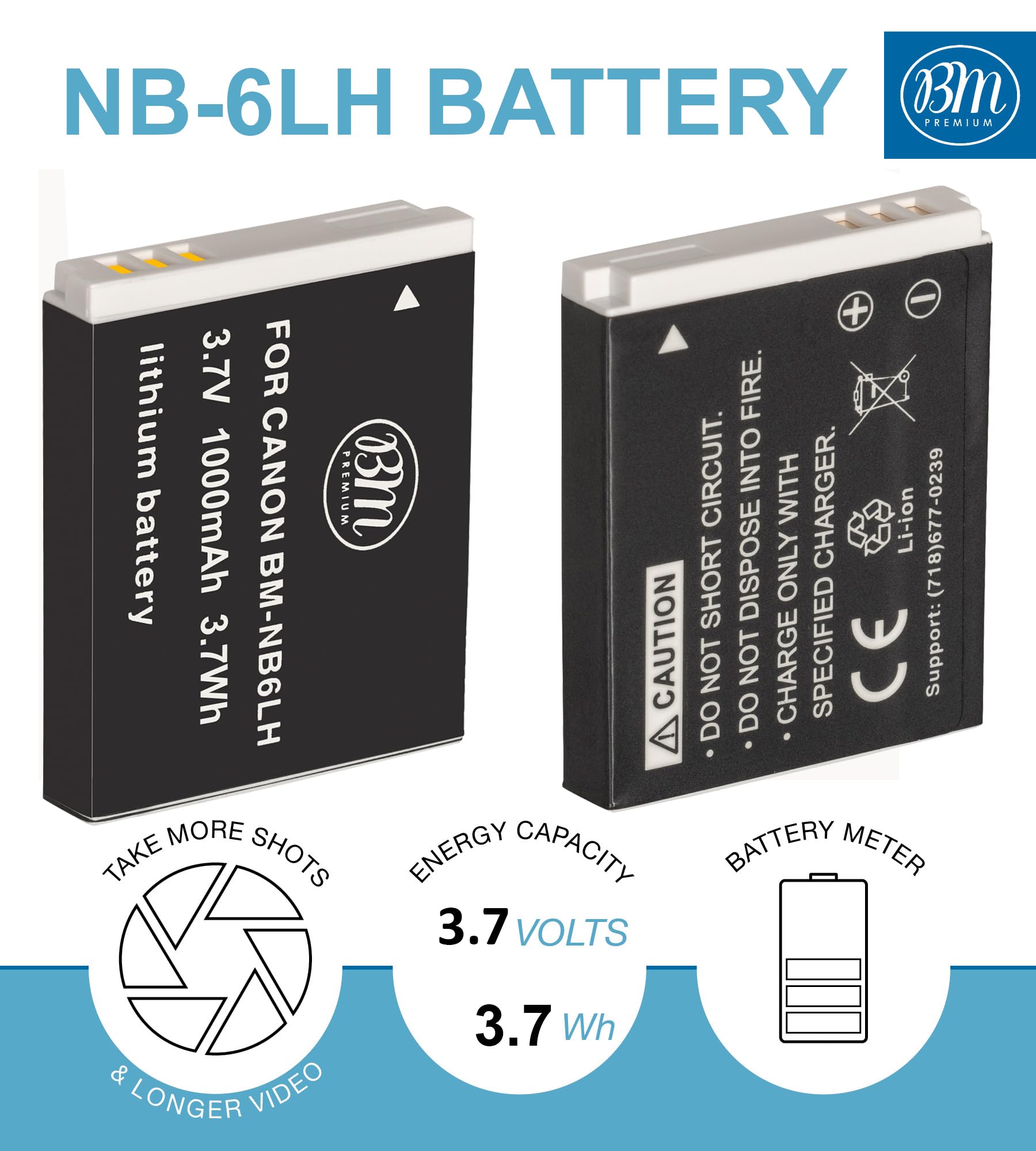 Amazon.com : BM Premium 2 Pack of NB-6L, NB-6LH Batteries for