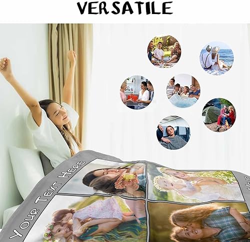 Miniatura 4 de Manta de fotos personalizada para él, su amigo de la familia, perro con imagen y texto personalizados, tus recuerdos favoritos, tejida en una manta