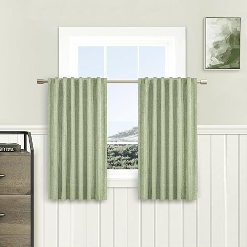 Miniatura 22 de Cortinas grises 100% opacas, 2 capas gruesas completamente opacas, cortinas aisladas térmicas con bolsillo para varilla para cocina/dormitorio (1