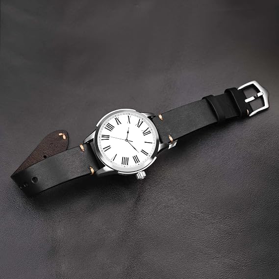 BISONSTRAP Men's Watch Bands, Hand-Stitched Leather Watch Straps, Quick Release, 18mm 19mm 20mm 21mm 22mm