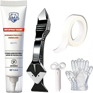 White Silicone Caulk – 1 Pack Tub Caulk Waterproof Sealant, Paintable Bathtub Caulk with Free Tools, 5.3 oz White Silicone Caulk for Bathroom Shower Sink Toilet and Kitchen