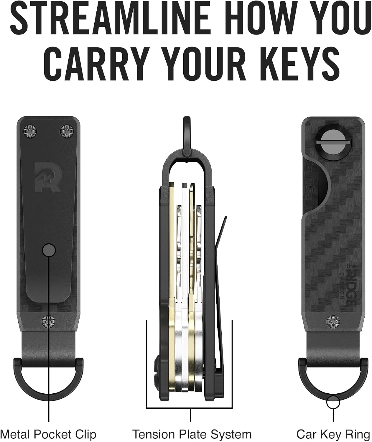 The Ridge Secure Essentials Bundle: Minimalist RFID-Blocking Slim Wallet with Money Clip & Compact Key Organizer Set (Carbon Fiber) image 3