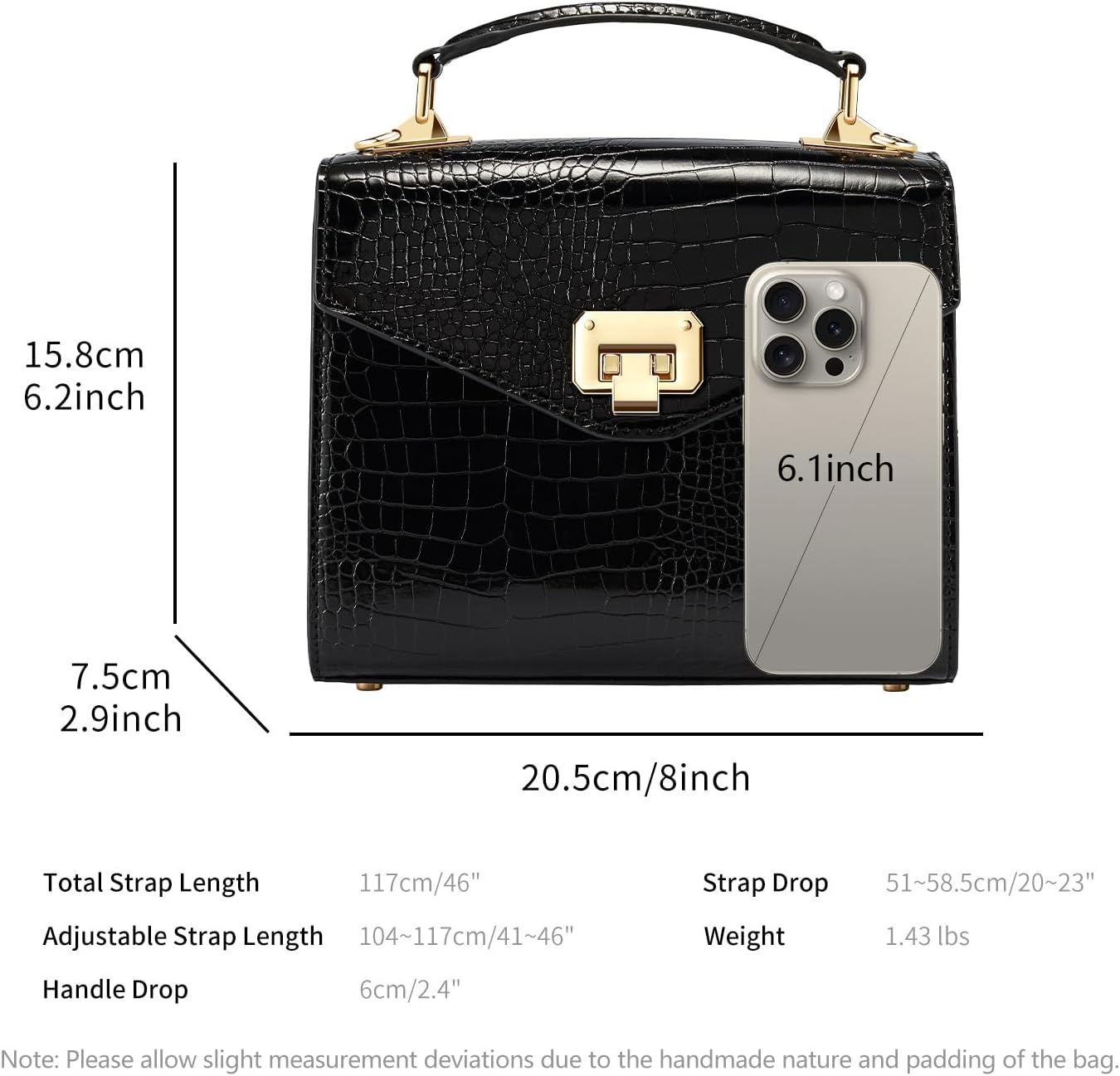 VICTORIA HYDE Women's Top Handle Bag, Square Purse for Women