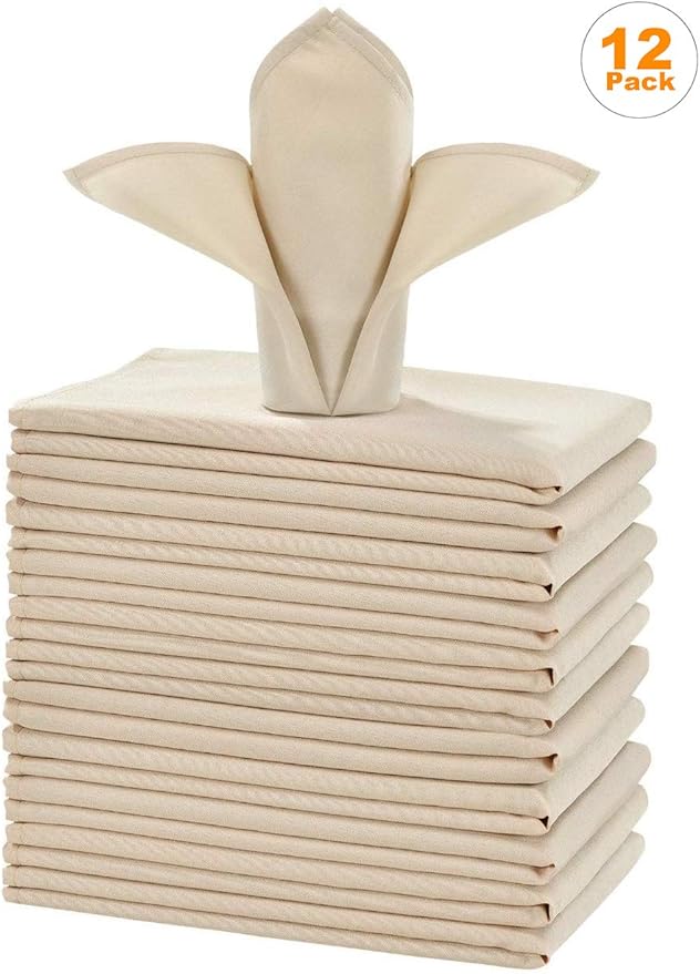 Servilletas de tela beige Cieltown, 12 piezas, 50x50 cm miniatura 7