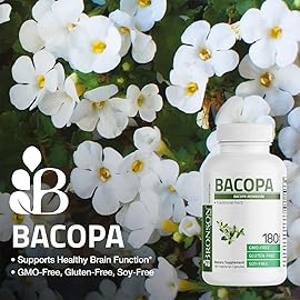 Bronson Bacopa Supports Healthy Brain Function and Mental Performance, Traditional Herb, Non-GMO, 180 Vegetarian Capsules