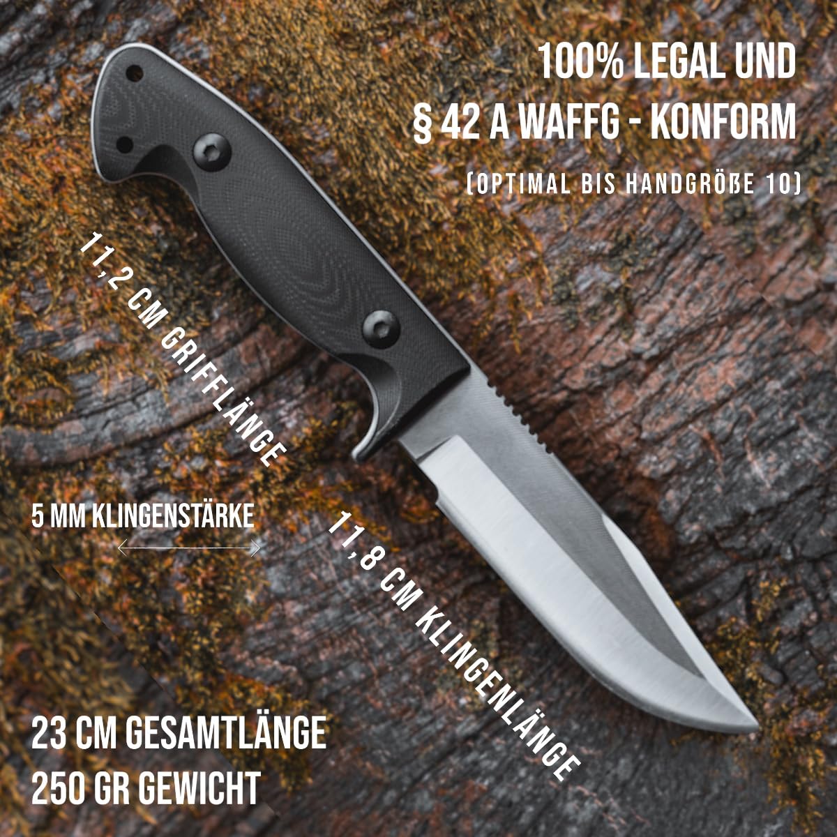 SK Wild Ones® Jagdmesser Outdoor Survival-Messer Feststehend mit G10 Griff - Full Tang 420 Stahl Gürtelmesser für Camping Freya