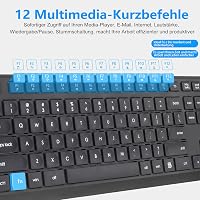 HUO JI Vezeték Nélküli Billentyűzet és Egér Szett Windows Mac Számítógéphez, QWERTY Kiosztás, 2.4G Ergonomikus Teljes Méret, Csendes Fekete 3