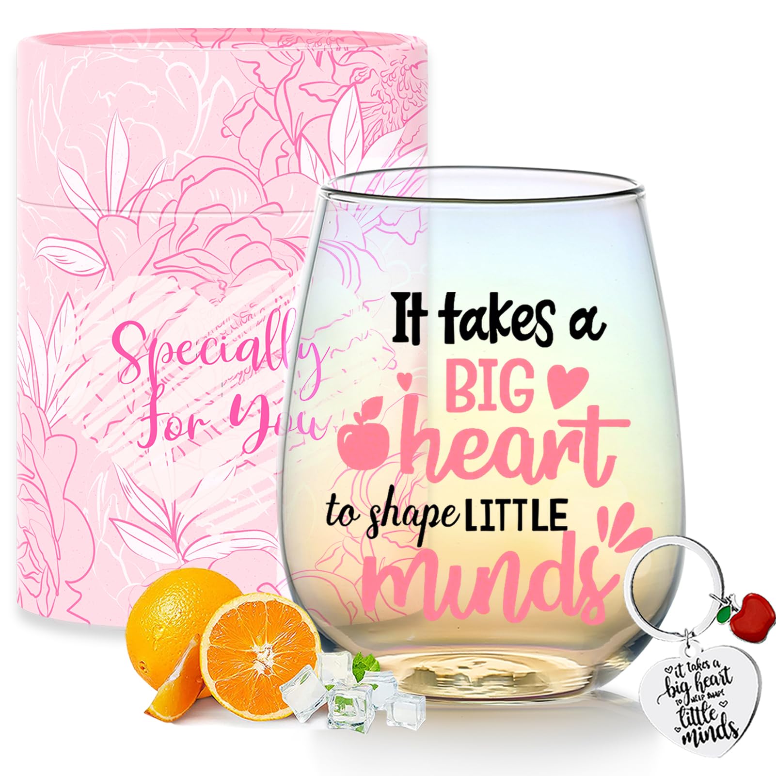 Yalucky Teacher Gifts for Women Stemless Wine Glasses Thank You Gift Personalised Graduation Birthday Leaving Retirement Appreciation Christmas Cool Cute Funny Gifts for Teachers her Best Wine Glass