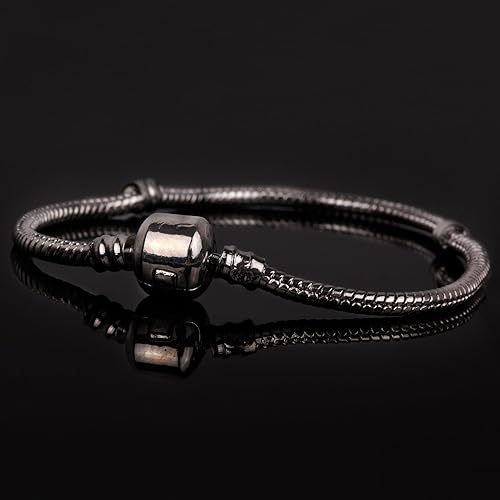 Miniatura 5 de RUBYCA 5 unids 8.3 "plata Color Broche Europeo serpiente cadena encanto pulsera fit Charm Beads DIY