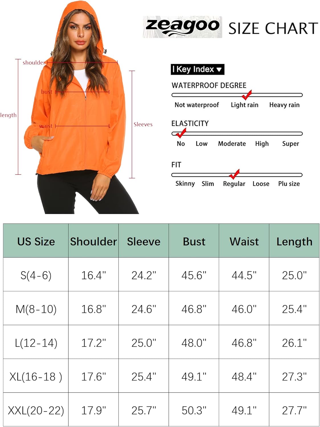 New fashion Waterproof Climbing Running Outdoor Hoodie Coat Sport Cycling Jacket,Medium,Orange