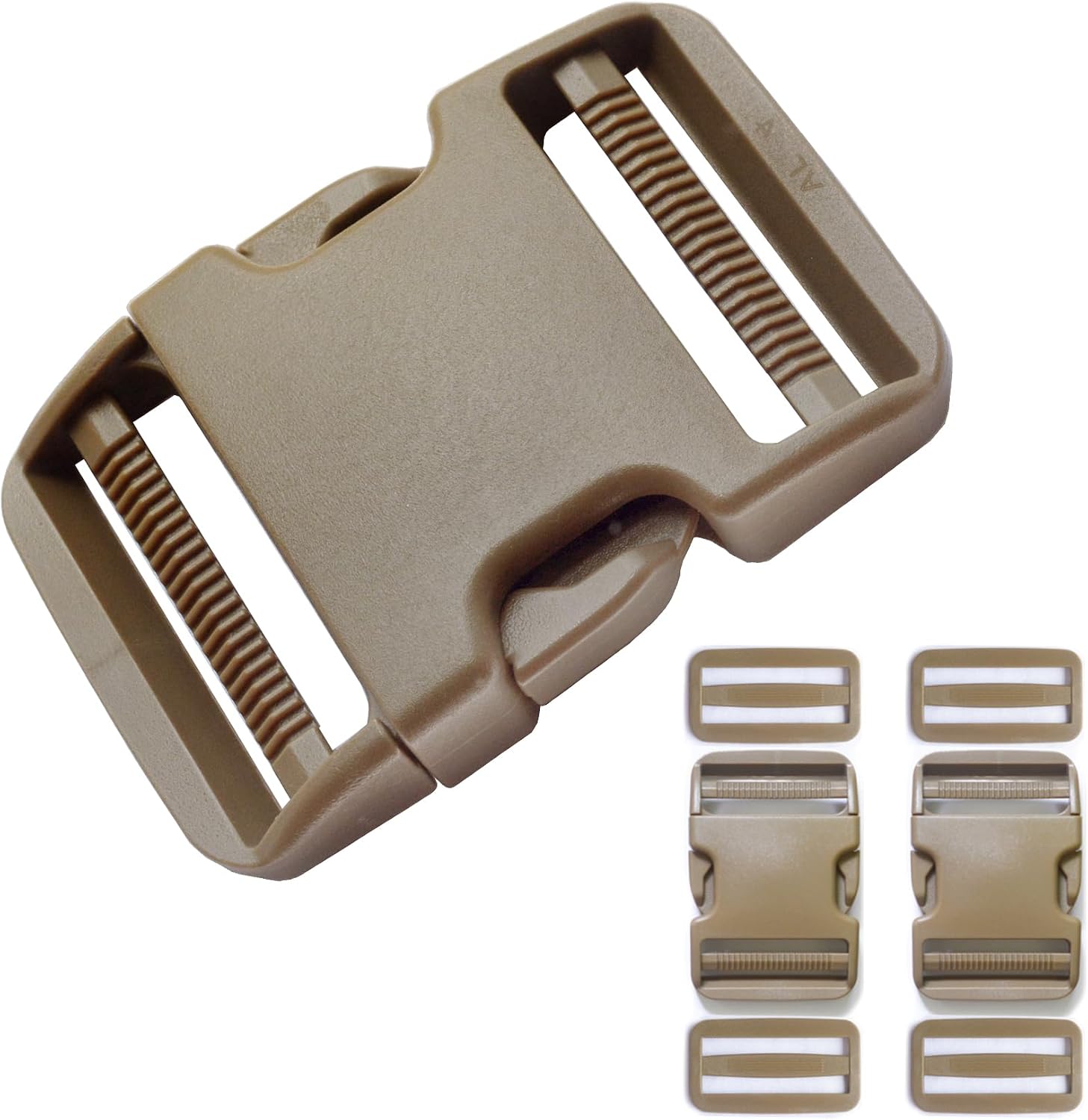 Buckle for 2'' Strap, Side Release Buckles 2 Set, 4 PCS Tri-Glide Slider Clips Plastic Buckle for Backpack Replacement