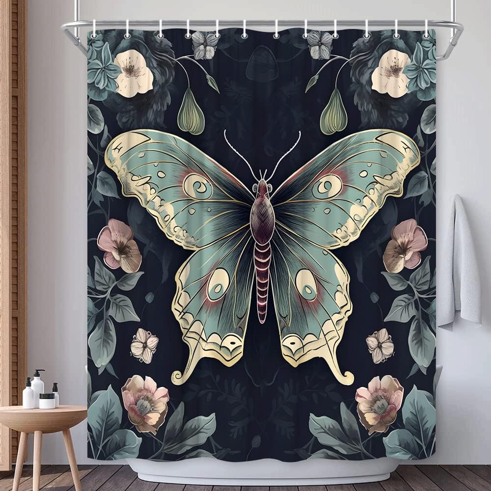 Amazon.com: EUBTPA Butterfly Moth Shower Curtain Abstract Fantasy ...