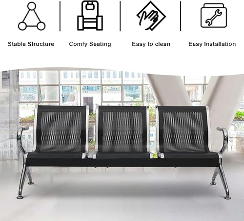 Miniatura 6 de Silla de recepción, sillas de invitados, muebles de oficina, asiento de banco de recepción para aeropuerto, banco, hospital, escuela, barbería