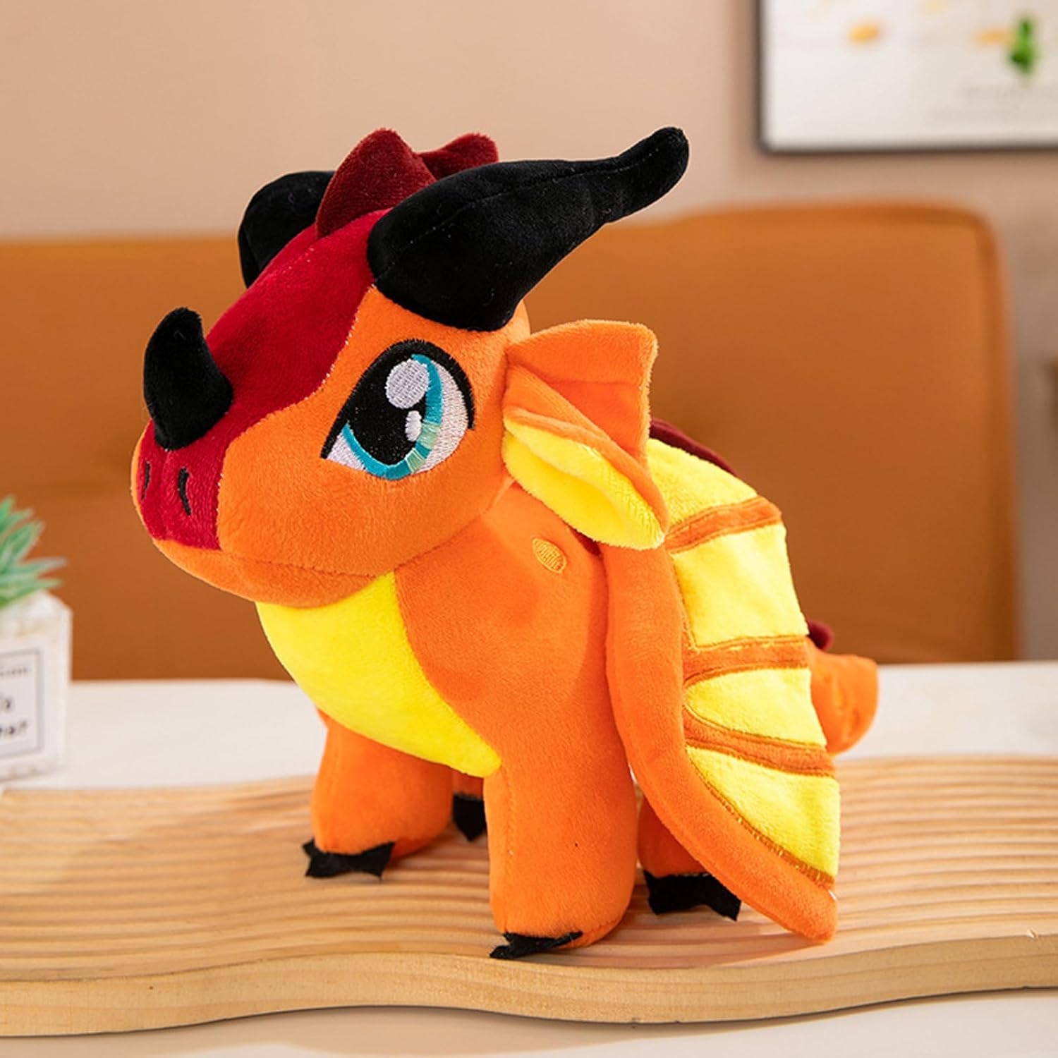 Soft Plush Wings Dragon Stuffed Animals Toy Pillow Doll, 12" Pterosaur Flying Orange Dragon Plushie Toys Best Birthday Christmas Anniversary Fiesta Party Festival Gifts for Adults Kids Baby Boys Toys