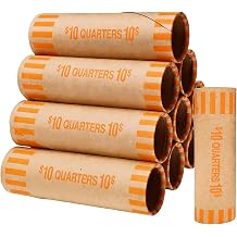 80 Pcs Preformed Quarter Rolls Wrappers, Quarter Coin Wrappers, Standard Size Quarter Wrappers for Bank, Home, or Business Use