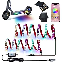 2 Strip LED Lights for Electric Scooter, App Control Skateboard Lights | 20 inch 60LED Foldable Colorful Lamp for Night Riding, Cycling, Satety Bicycle Scooter Lights