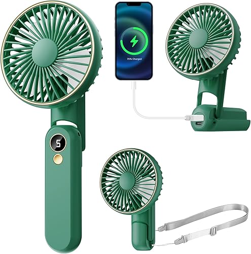 Ventilador de mano portátil, ventilador personal plegable de 180, mini ventiladores de mano recargables por USB para viajesveranoexterioroficina, 5