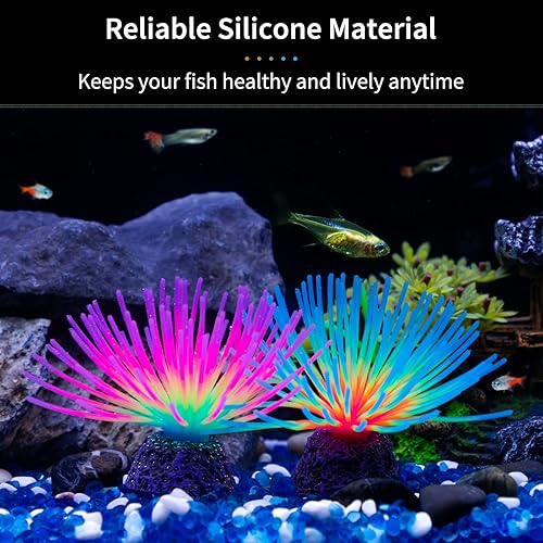Miniatura 2 de Uniclife Juego de adornos de silicona artificial con efecto brillante para acuario, arcoíris e iridiscente, para decoración de paisajes de peceras