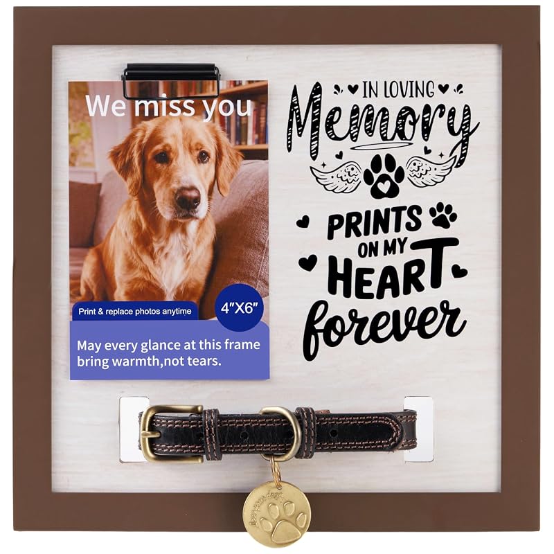 Porta-retrato memorial personalizado para cães e gatos com suporte para coleira ASYURAS, 1 unidade