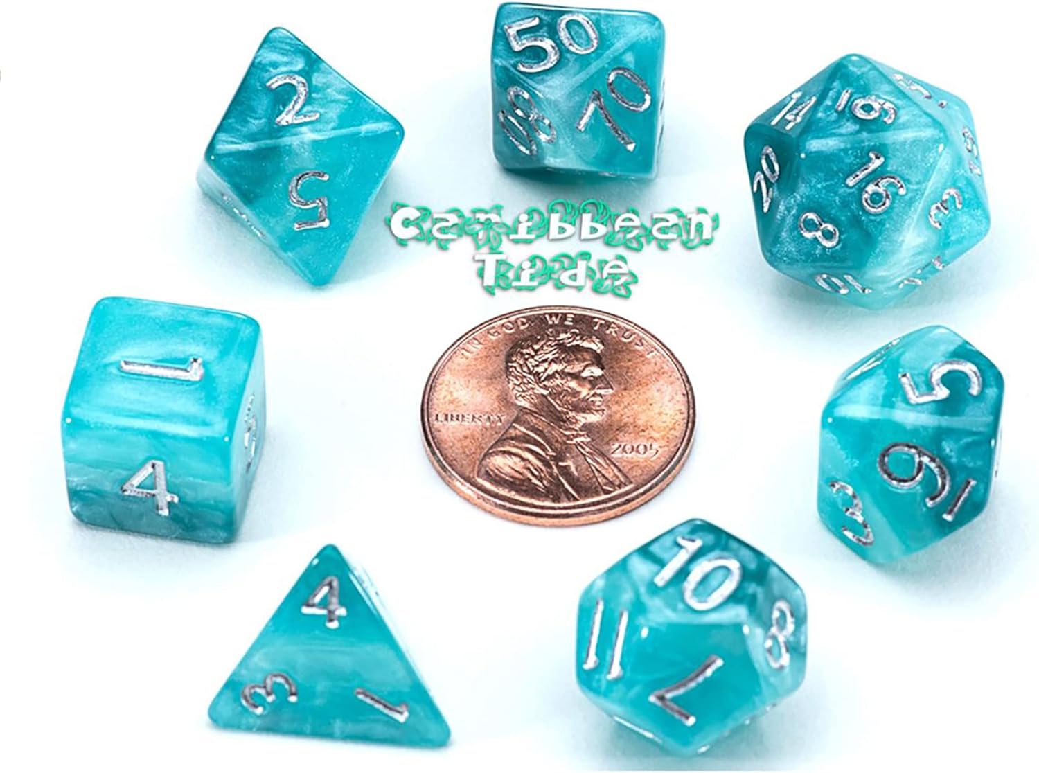 Buy Mighty Tiny Dice Caribbean Tide Dice Set 7 Piece Roleplaying