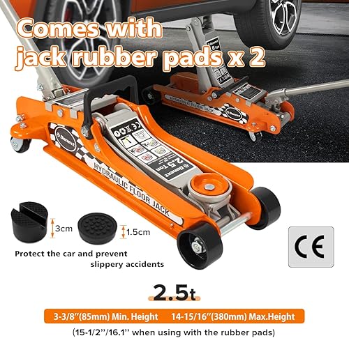 Miniatura 2 de Donext Gato de piso de acero, gato hidráulico de piso de carreras de perfil bajo, 2,5 toneladas