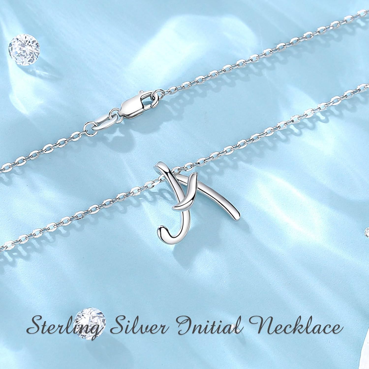 EUDORA Sterling Silver Initial Necklaces for Women, Classic 26 Letter Neckless Gifts for Girls, Sister, Mother Daughter, 18 inch Chain - Image 3