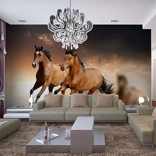 Miniatura 2 de Murales de pared estéreo 3D de animales de caballo corriendo, papel tapiz clásico para decoración de interiores, calcomanías de pared duraderas e