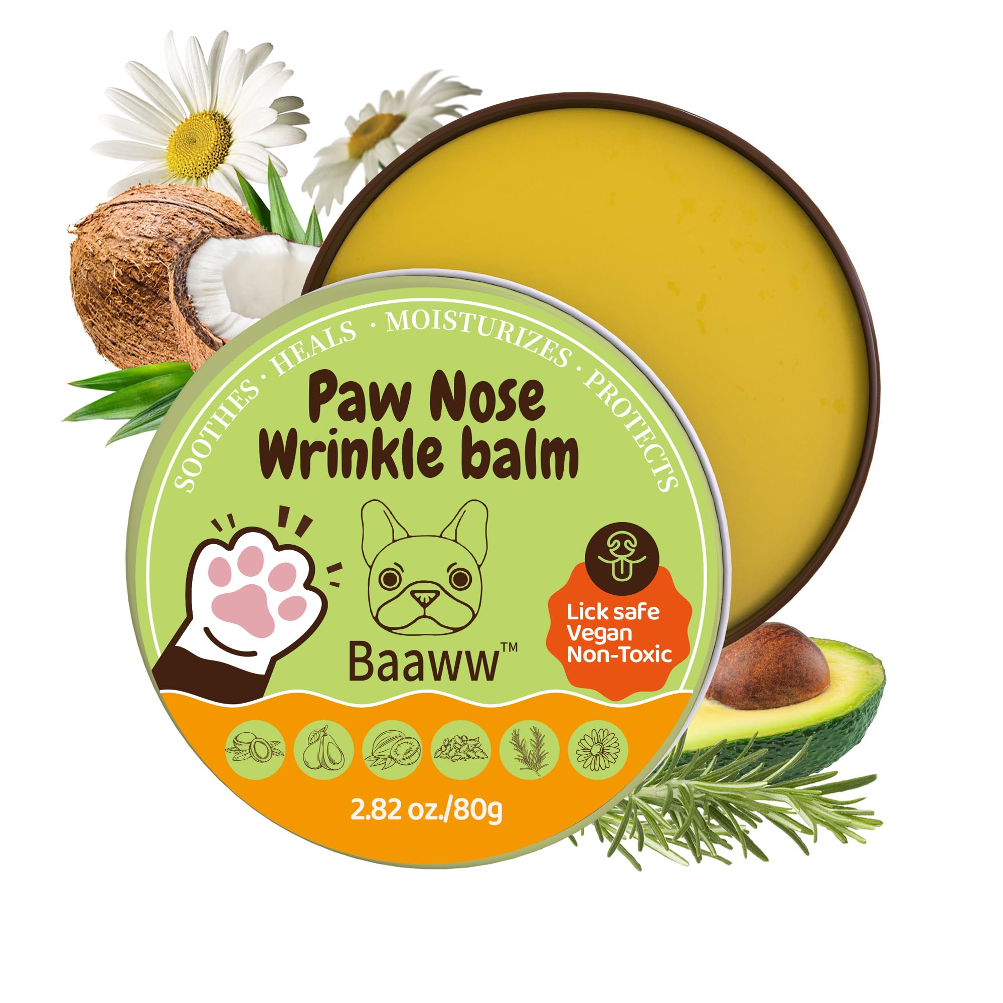 - Paw Nose Dog Lick Safe Balm – Natural Moisturizer for Dry and Cracked Paws, Soothes Itchy, Sensitive and Irritated Skin, Wrinkle Irritation Relief, Protective Pet Care Soothing Essentials, 80g