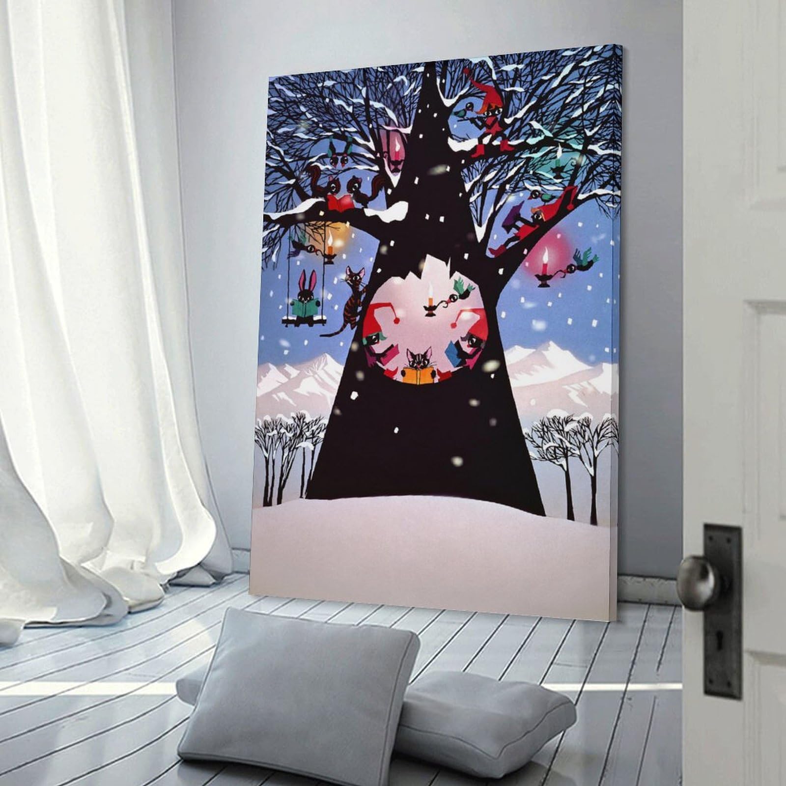 雪の裏の庭 B2ポスター 東屋　藤棚 Amazon.co.jp: 藤城清治 雪の中の木の遊び 絵画 ポスター 工芸品の装飾