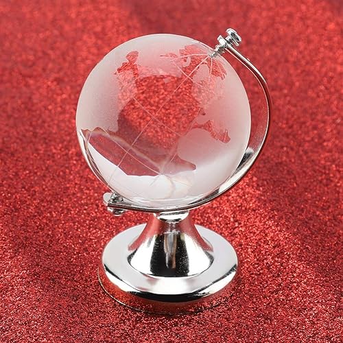 Miniatura 3 de Esfera de cristal mágico, globo del mundo giratorio con soporte, mapa del mundo giratorio de la tierra de cristal, esfera redonda pequeña para