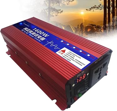 Power Converter 12V 24V 48V 60V to 110V 220V Pure Sine Wave Inverter 600W 1600W 2200W with LCD Display & AC Sockets for Car/RV Home Solar System,1600w,12V to 220V