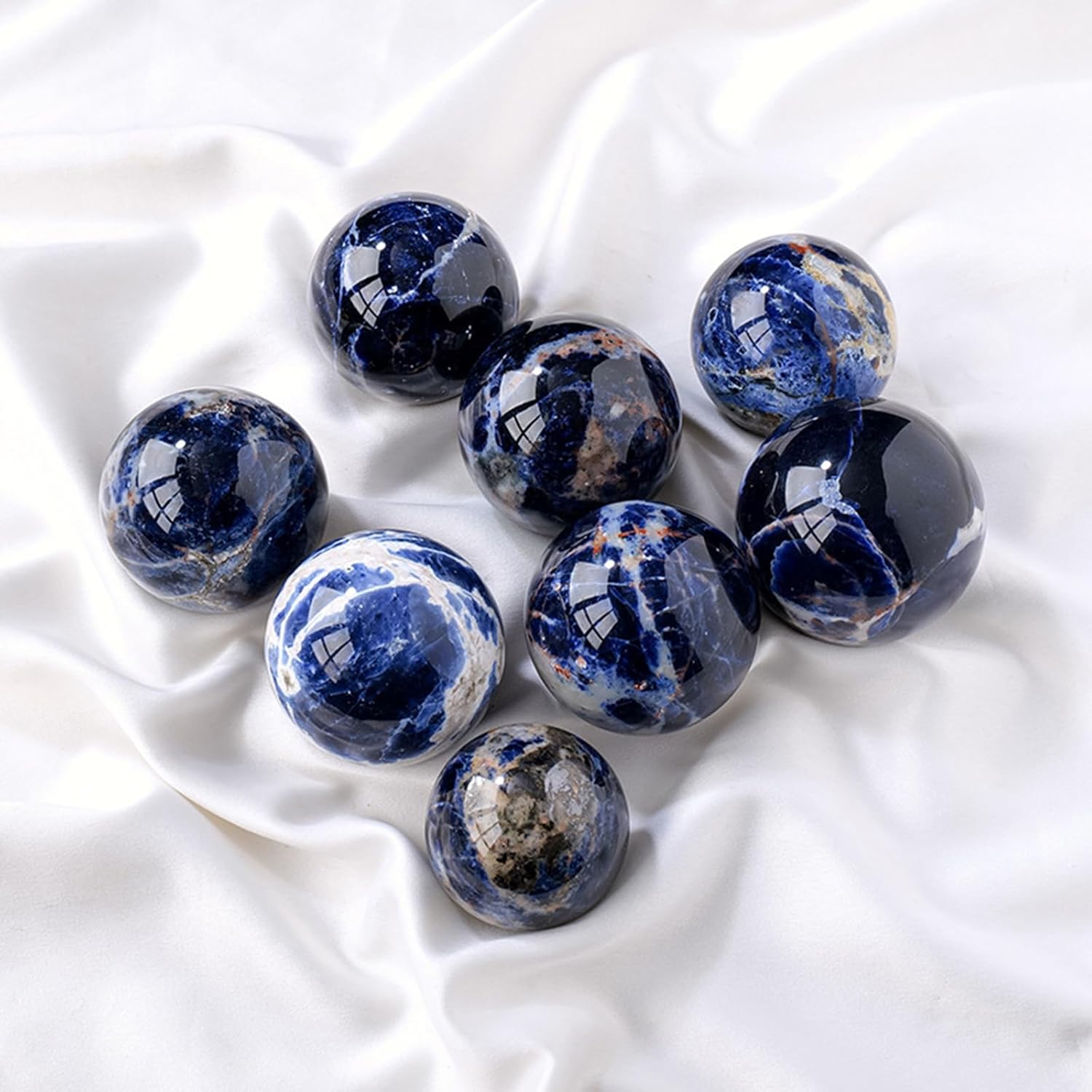 Natural Blue Pattern Crystal Ball Quartz Polished Divination Crystal Sphere Chakra Aura Home Desk Decor Decorative Precious Gifts,50~55mm
