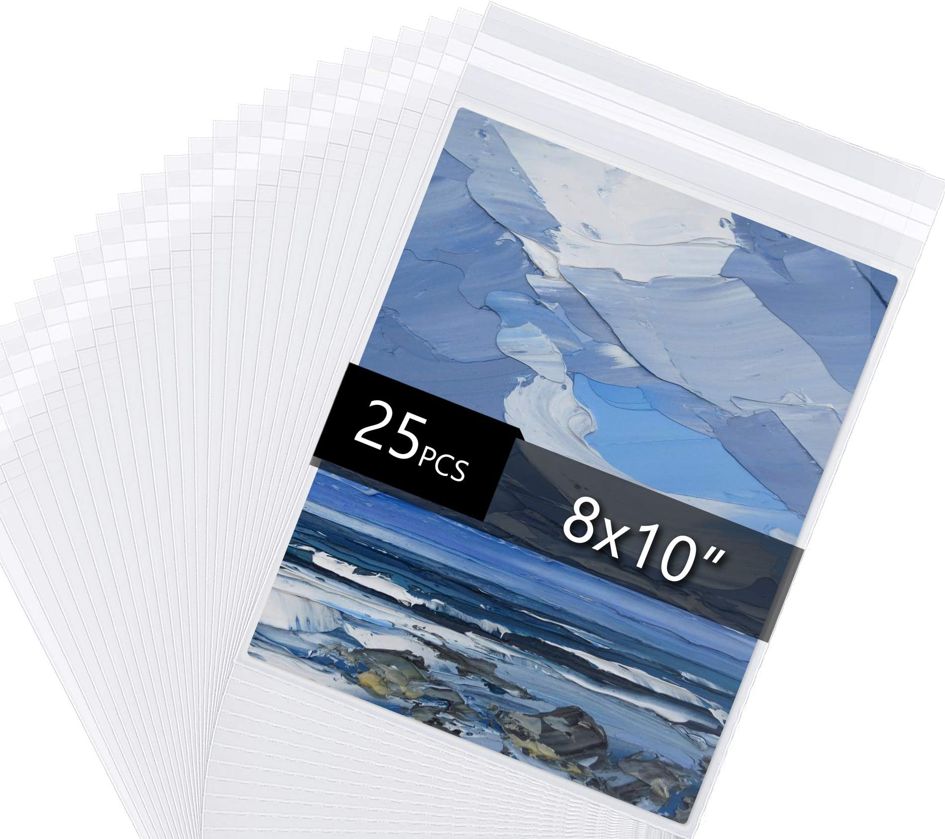 Falling in Art 8 1/2 Inches x 10 3/7 Inches, 1.496mil (Single Side) Crystal Sealed Clear Bags for 8x10 Photots, Artworks and More, Pack of 25