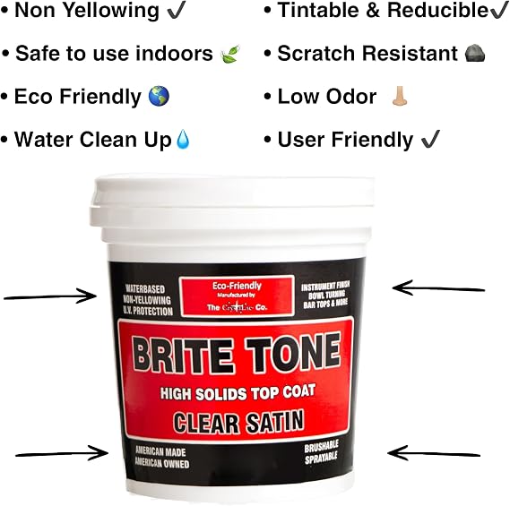 CrystaLac Brite Tone High Solids Polyurethane Instrument Finish 32 oz Quart (Clear Satin)