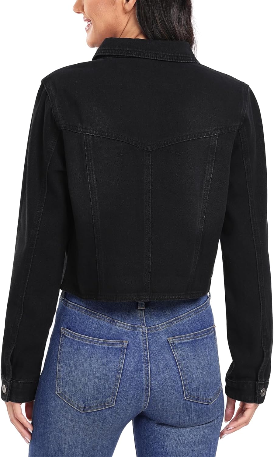 MISS MOLY Women's Cropped Denim Jackets Long Sleeve Classic Trendy Casual Jean Jackets - Image 3