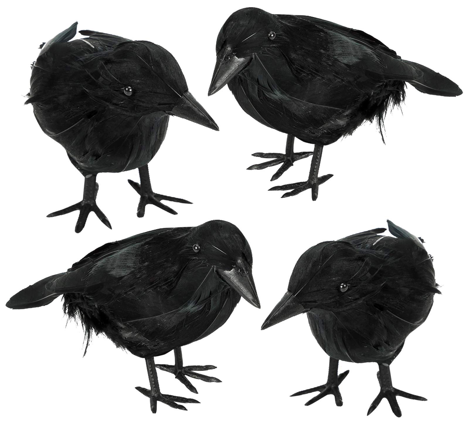 4 Pack Halloween Black Crows, Halloween Ravens Decor, Halloween Decoration Fake Bird, Halloween Ravens Décor Props