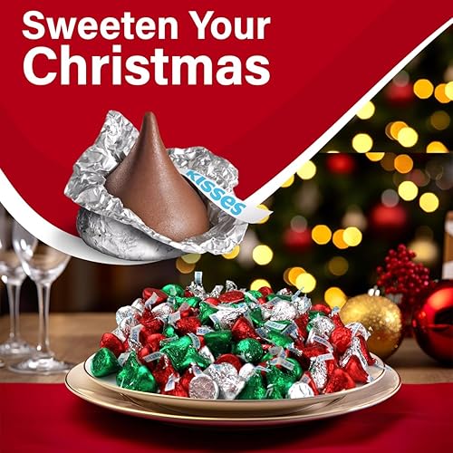 Miniatura 4 de Hershey's Christmas Kisses - Caramelos de chocolate para disfrutar de las vacaciones de invierno, chocolates a granel de dulces de Navidad envueltos