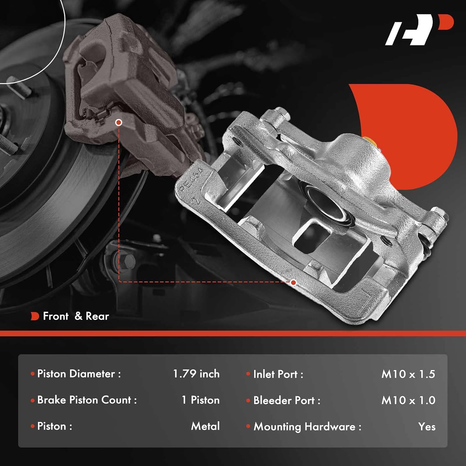 A-Premium Disc Brake Caliper Assembly with Bracket Compatible with Select Hummer Models - H3 2006-2010, H3T 2009-2010 - Rear Driver and Passenger Side, 2-PC Set