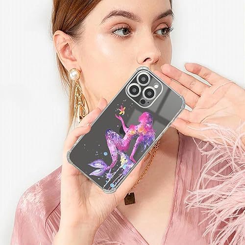 Vista 434 de Roemary Funda púrpura para iPhone 14 Pro Max con diseño de caballo azul, patrón de acuarela con protector de pantalla