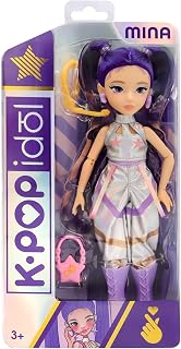 K POP Idol pop Mina modepoppen K-Pop Starlight-stijl, paars haar met vlechten. 3 accessoires voor het creëren van outfits voor kinderen vanaf 3 jaar