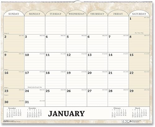 House of Doolittle Calendario mensual de pared 2024, mármol, 14.8 x 12 pulgadas, enero - diciembre (HOD319-24)